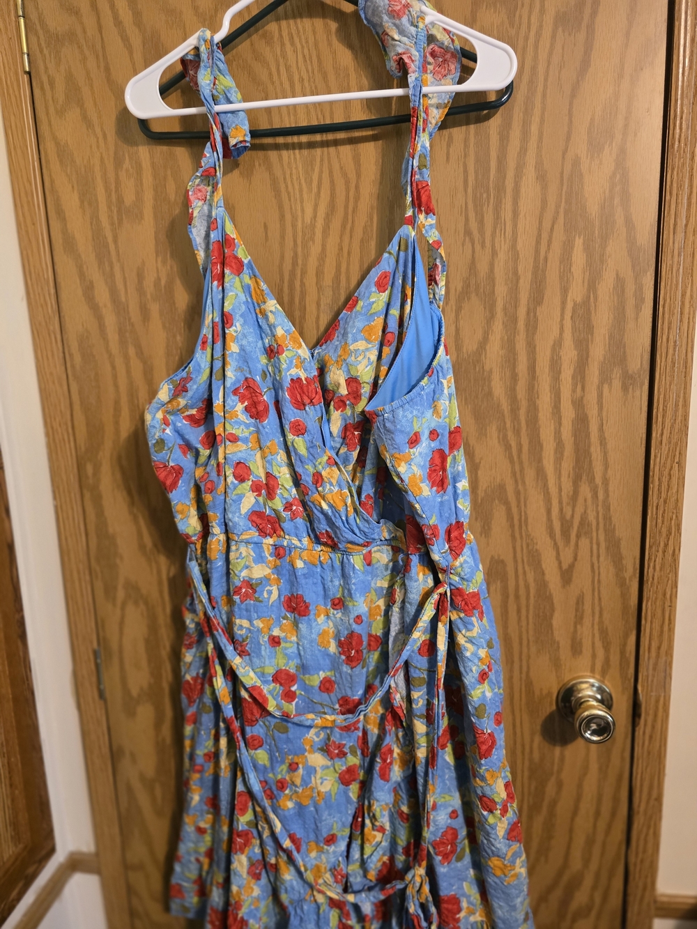 LC Lauren Conrad Light Blue Floral Sundress with Red & Yellow Flowers